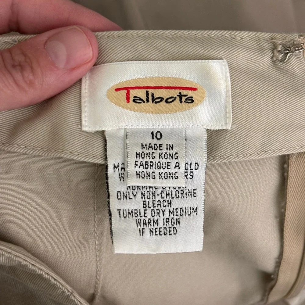 Vintage Talbots Skirt 10 Tan Khaki Cotton Twill Career Professional Neutral
